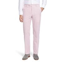 Seersucker Cotton Pant in Red and White (Hampton Plain Front) by Berle