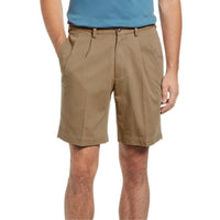 Washed Khaki Shorts in British Tan (Oak9 Double Reverse Pleat) by Charleston Khakis