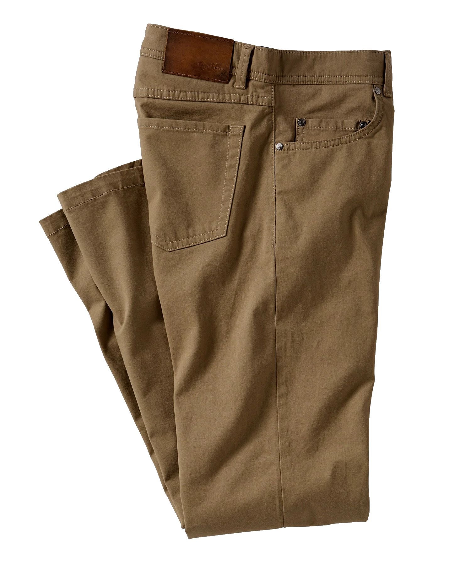 Perma Color Pima Twill 5-Pocket Pants in British Tan (Crescent Modern Fit) by Ballin