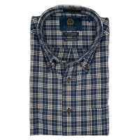 Grey and Olive Plaid Cotton and Wool Blend Button-Down Shirt by Viyella
