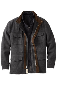 Wool Field Jacket with Detachable Vest in Charcoal by Borgo28
