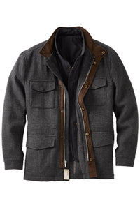 Wool Field Jacket with Detachable Vest in Charcoal by Borgo28