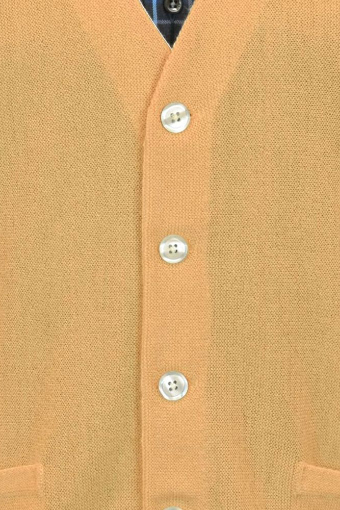 Baby Alpaca 'Links Stitch' V-Neck Cardigan Sweater in Melon by Peru Unlimited