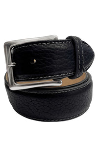 Webster Bison Leather Belt with Contrast Stitch Edge in Black by T.B. Phelps