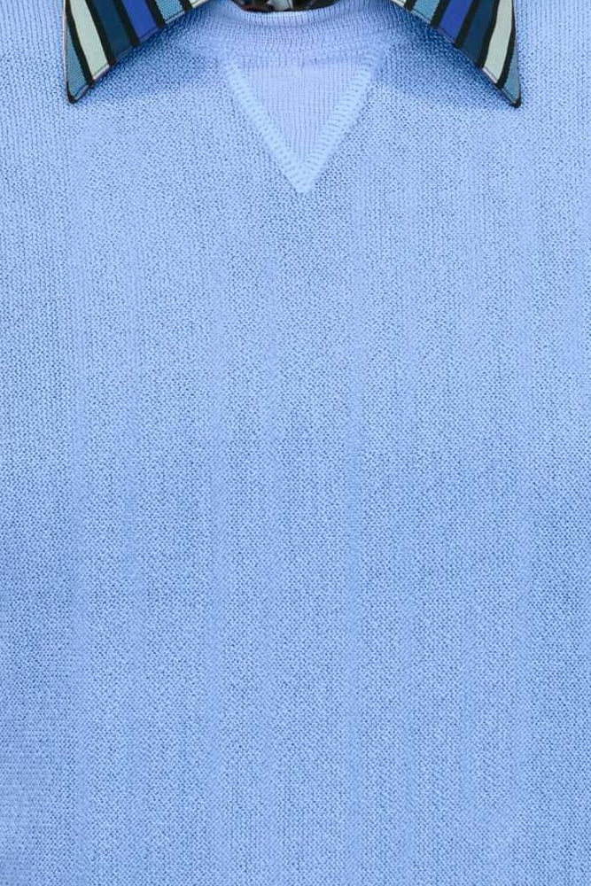 Baby Alpaca 'Links Stitch' Sweatshirt-Style Crew Neck Sweater in Sea Blue by Peru Unlimited