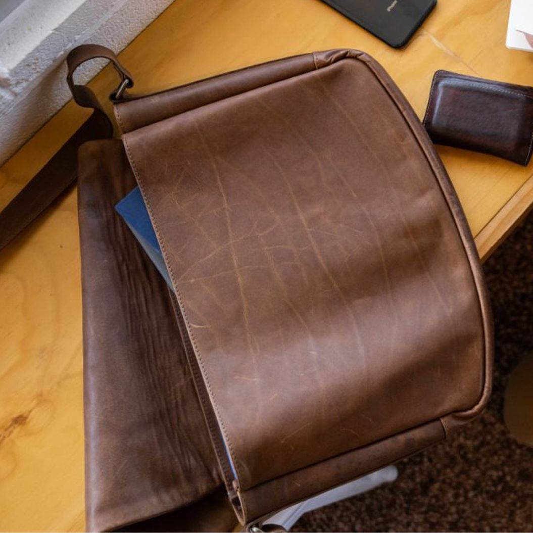 Reclaimed Messenger Bag in Heirloom Oak by Moore & Giles