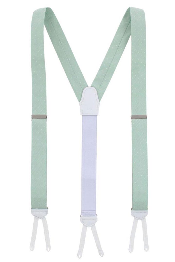 Churchill Chambray Polka Dot Linen and Silk Blend Formal End Braces in Light Green by Trafalgar