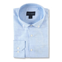 Linen/Tencel Solid Twill Sport Shirt in Sky Blue by Scott Barber
