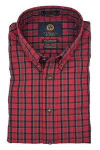 Red, Black, and Green Plaid Cotton and Wool Blend Button-Down Shirt by Viyella