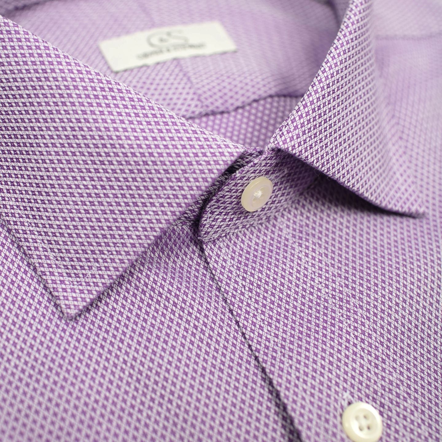 Lavender Diamond Dobby Wrinkle-Free Cotton Dress Shirt with Spread Collar by Cooper & Stewart