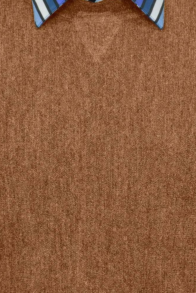 Baby Alpaca 'Links Stitch' Sweatshirt-Style Crew Neck Sweater in Soft Brick Heather by Peru Unlimited