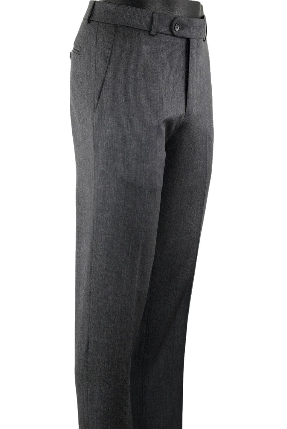 Super 110s Lightweight Heather Twill Comfort-EZE Wool Trouser in Mid Grey (Flat Front Models) by Ballin