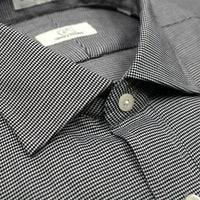 Black and White Dobby Houndstooth Wrinkle-Free Cotton Dress Shirt with Spread Collar (Size 15 1/2 - 32/33) by Cooper & Stewart