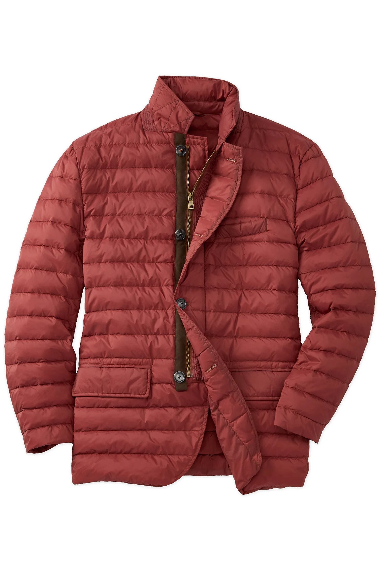 Quilted Down Puffer Jacket in Brick by Borgo28