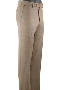 Super 110s Vitale Barberis Canonico Italian Luxury 4 Harness Wool Serge Flat Front Trouser in Caramel (Choice of Fits) by 6 East by Ballin