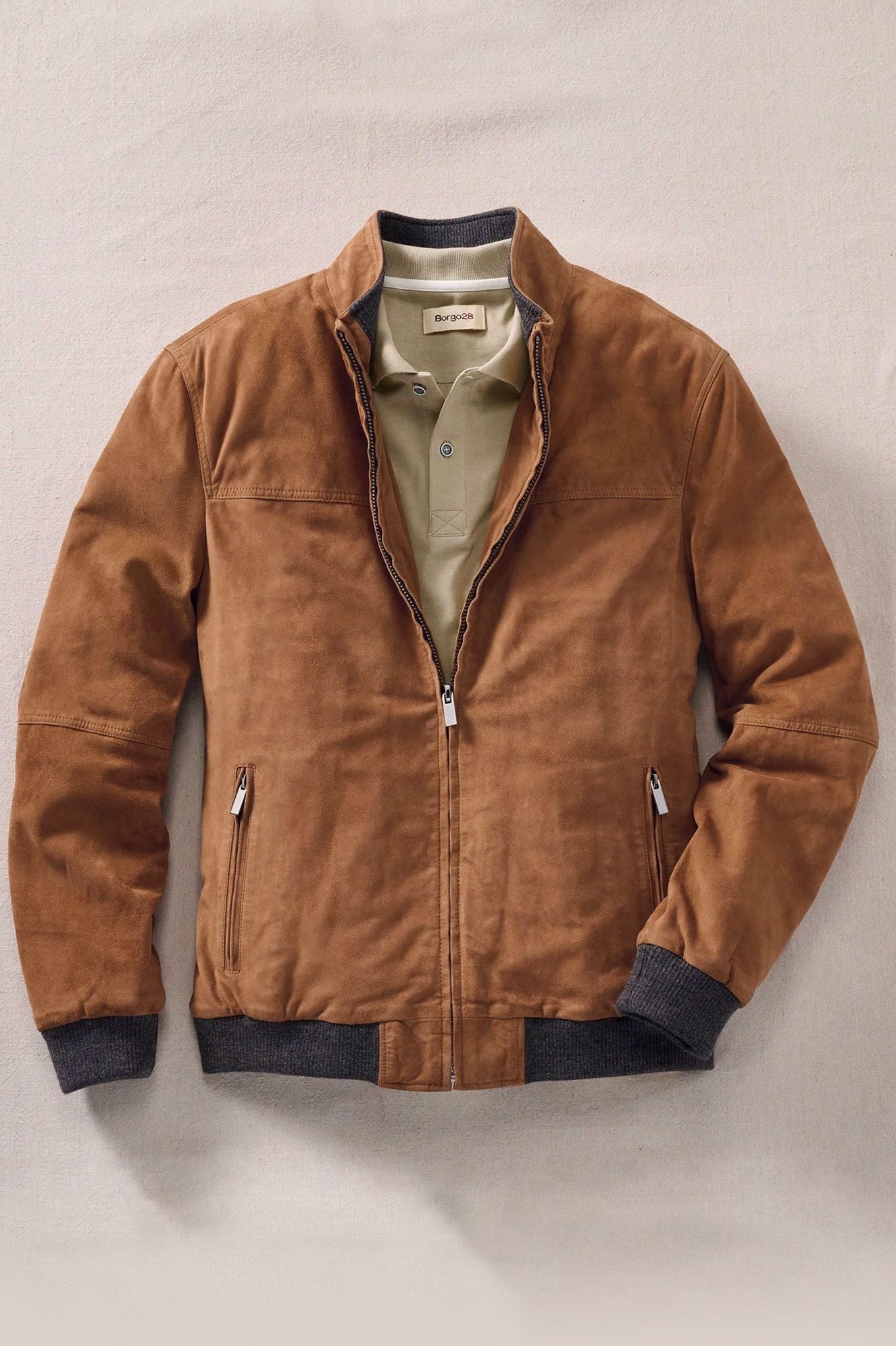 Suede Bomber Jacket in Tobacco by Borgo28