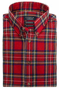 Royal Stewart Tartan Cotton Button-Down Shirt, Size Small (Contemporary Fit) by Viyella