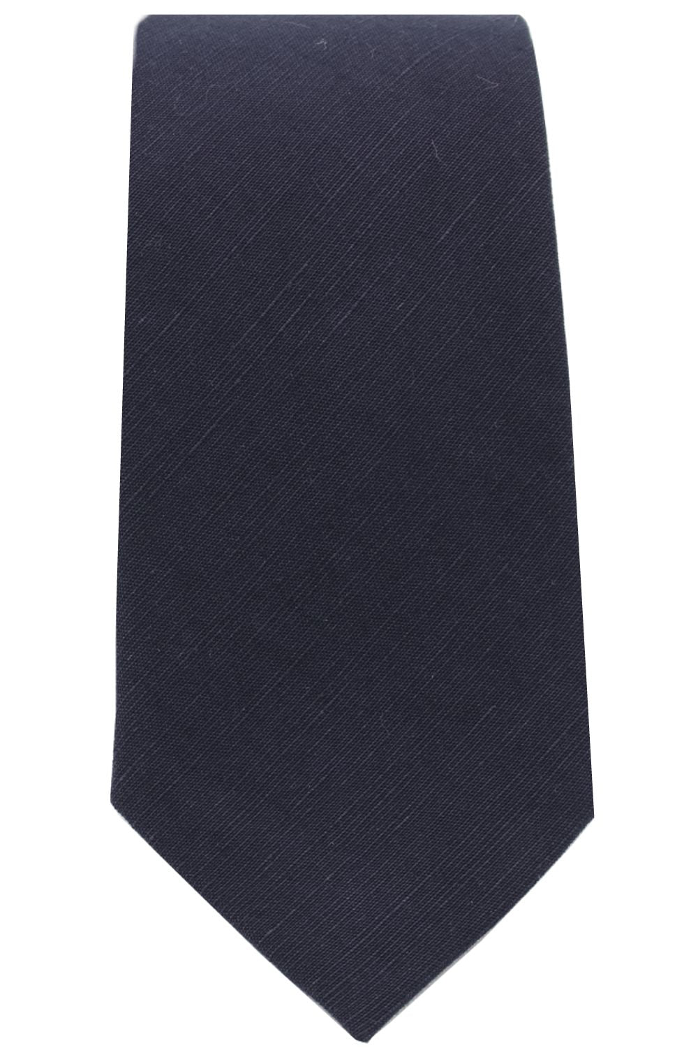 Crosshatch Weave Cotton-Blend Necktie in Navy by Dibi Menswear