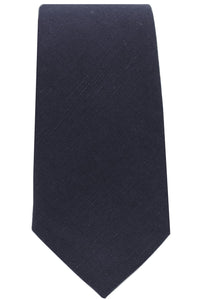 Crosshatch Weave Cotton-Blend Necktie in Navy by Dibi Menswear