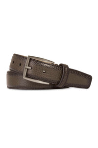 Italian Hand Burnished Scotch Grain Calfskin Belt in Grey (Size 38) by Brookes & Hyde