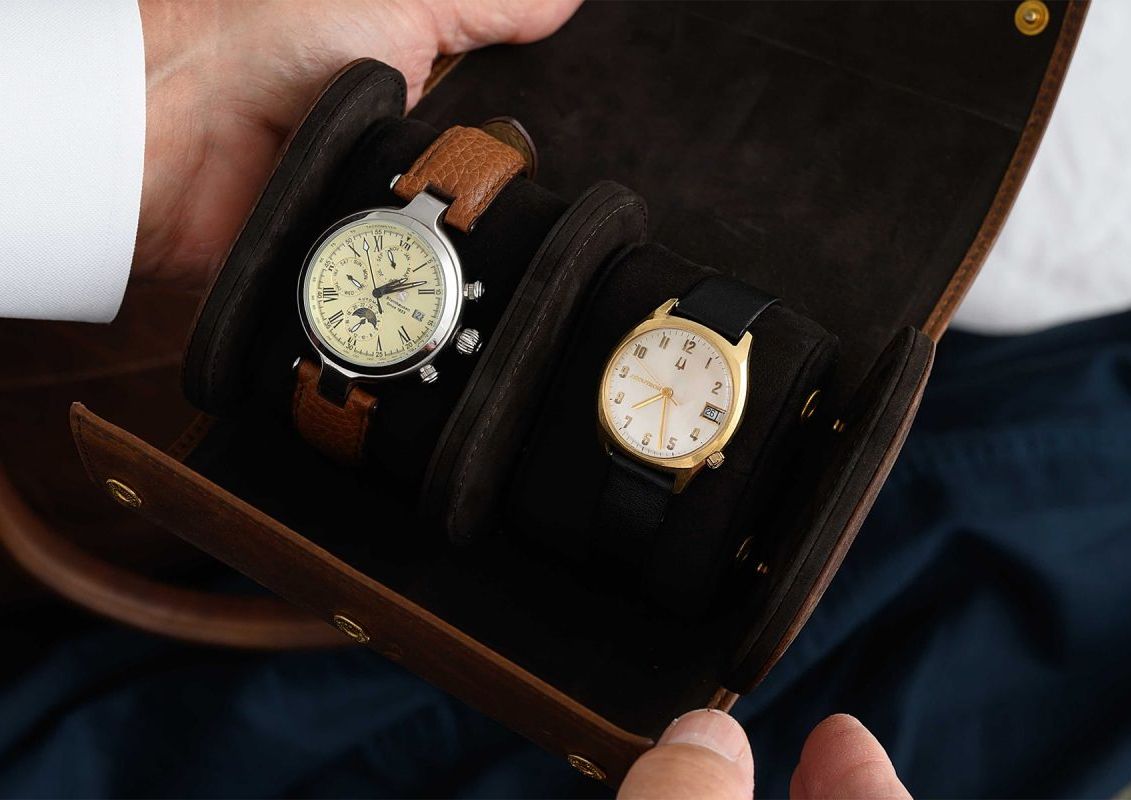 Double Watch Case in Baldwin Oak by Moore & Giles