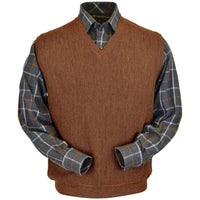 Baby Alpaca 'Links Stitch' V-Neck Sweater Vest in Light Rust Heather (Size Medium) by Peru Unlimited