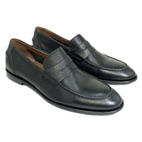 Naples Tumbled Leather Modern Penny Slip-On in Black by Alan Payne Footwear