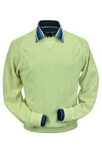 Baby Alpaca 'Links Stitch' Sweatshirt-Style Crew Neck Sweater in Lime by Peru Unlimited