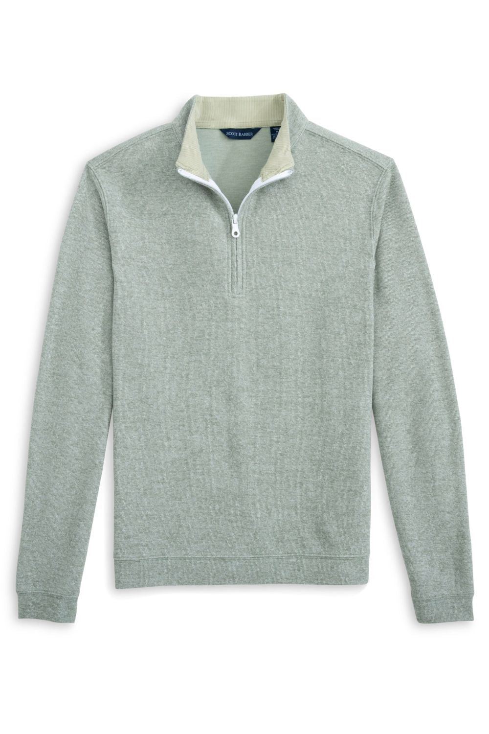 Marled Performance Sweater Knit 1/4 Zip Pullover in Sage by Scott Barber