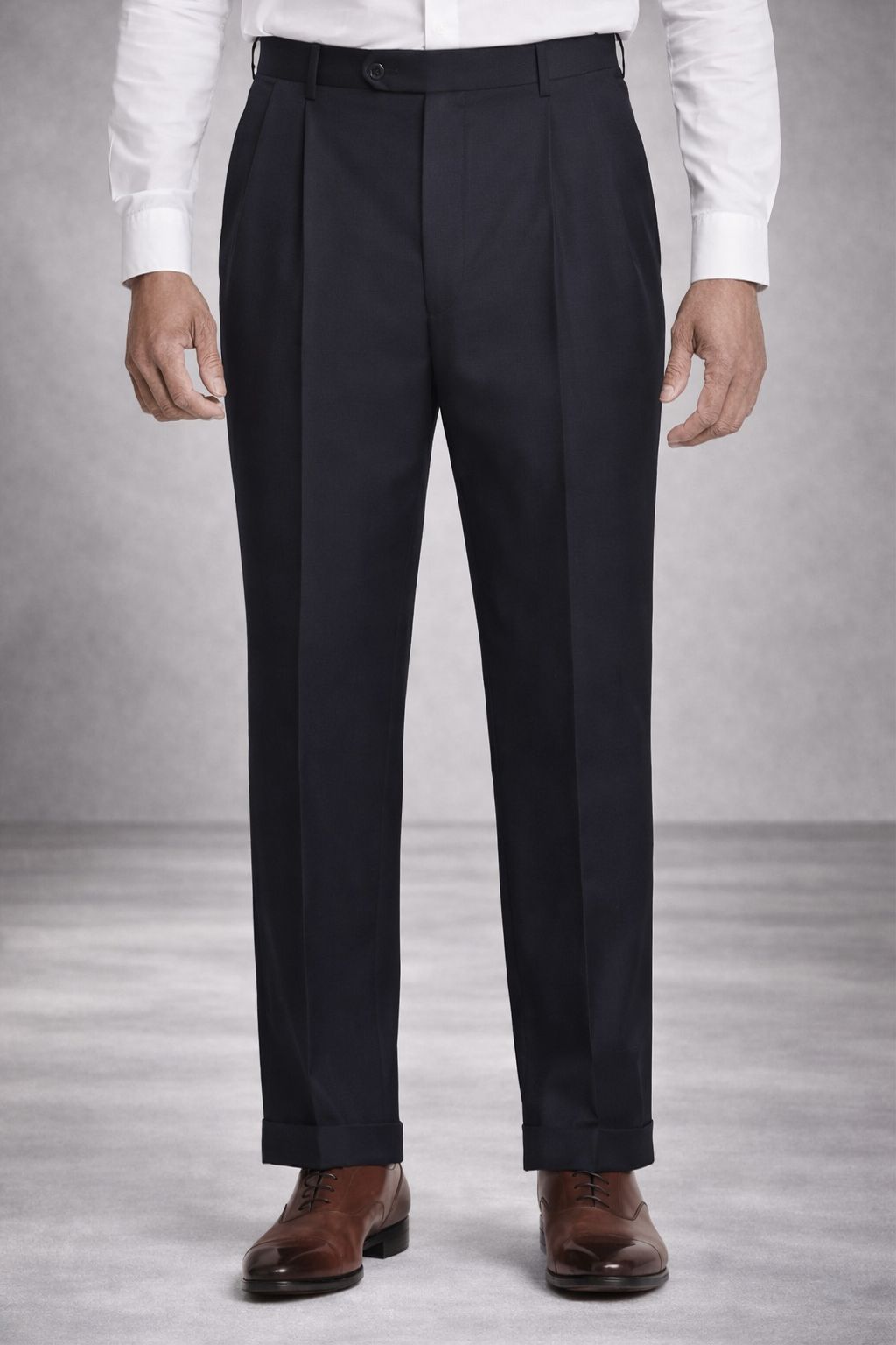 Bennett Double Pleated Super 120s Wool Serge Trouser in Navy Blue (Full Fit) by Zanella