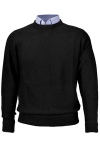 Royal Alpaca Sweatshirt-Style Crew Neck Sweater in Black by Peru Unlimited
