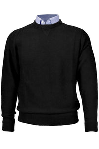 Royal Alpaca Sweatshirt-Style Crew Neck Sweater in Black by Peru Unlimited