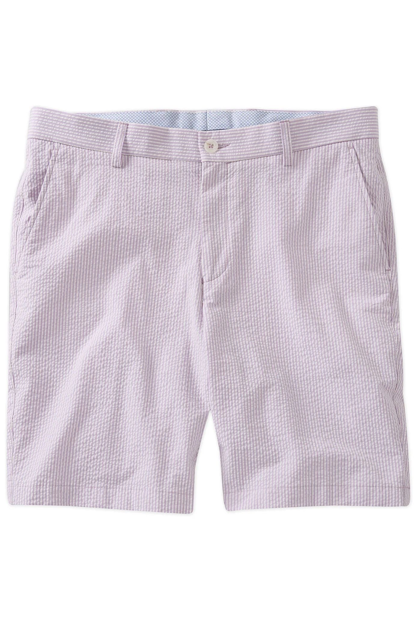Seersucker Shorts in Lilac, Size 32 (College Modern Fit - 8" Inseam) by Ballin