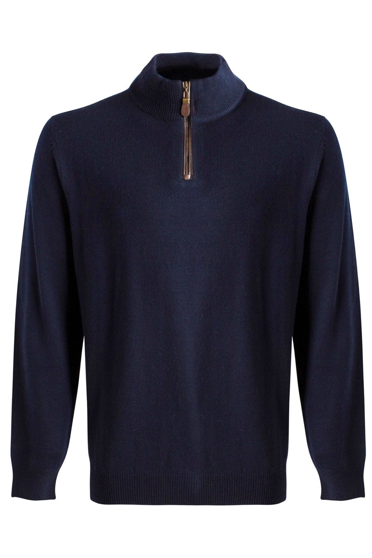 Extra Fine 'Zegna Baruffa' Merino Wool Quarter-Zip Sweater in Navy by Viyella