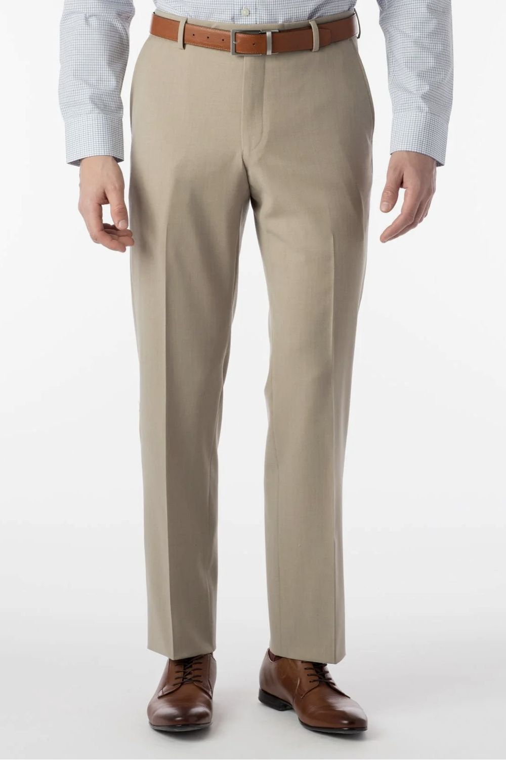 Super 120s Luxury Wool Serge Comfort-EZE Trouser in Oatmeal (Flat Front Models) by Ballin