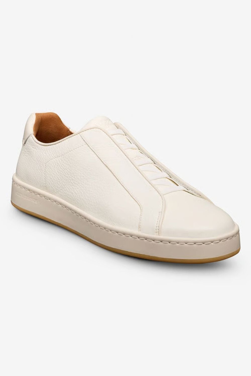 Banks Court Slip-On Stretch-Lace Sneaker in White Leather by Allen Edmonds