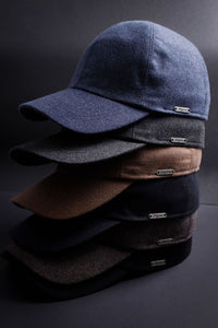 Loro Piana 'Storm System' Wool and Cashmere Flannel Baseball Classic Cap with Earflaps in Blue Mélange (Size 60) by Wigens