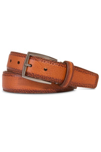 Italian Hand Burnished Scotch Grain Calfskin Belt in Tan by Brookes & Hyde