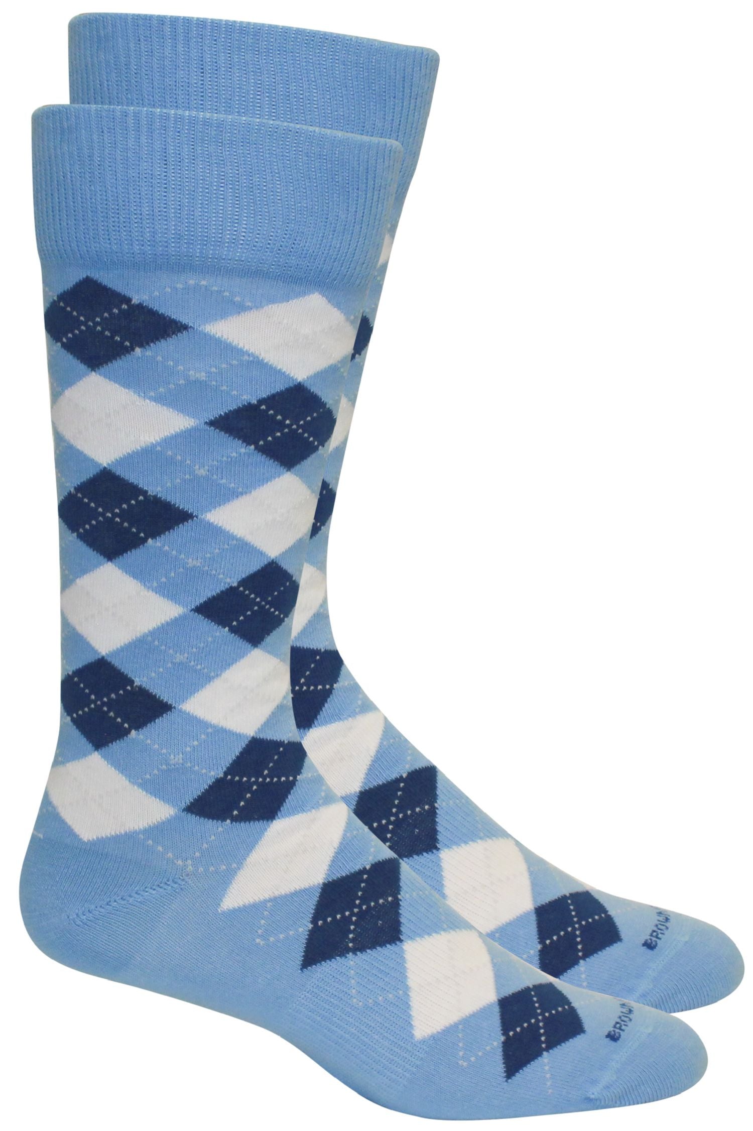 Argyle Cotton Socks in Della Blue and Royal by Brown Dog Hosiery