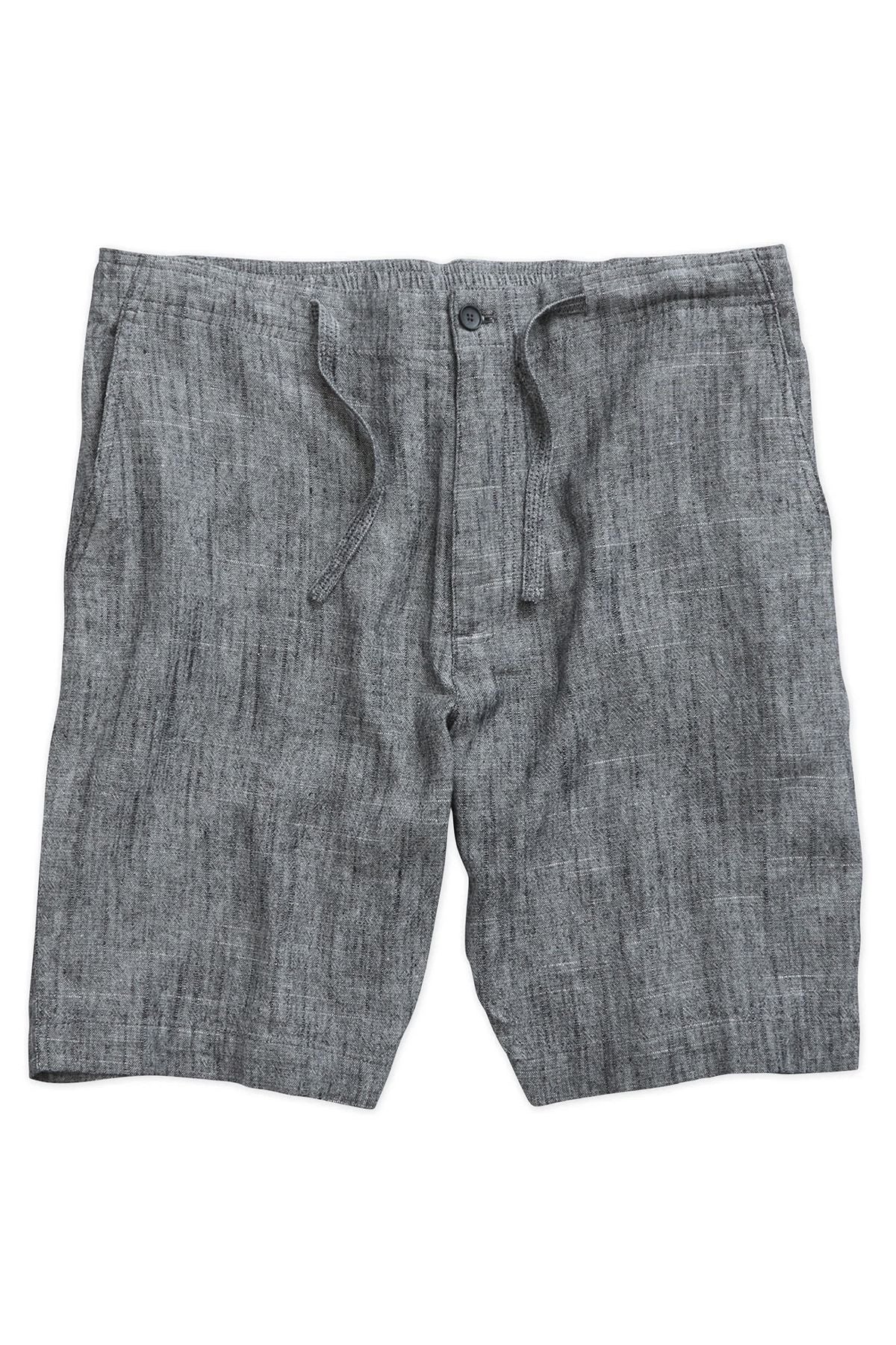 Linen Blend Drawstring Beach Shorts in Charcoal by Borgo28