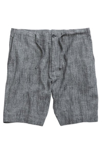 Linen Blend Drawstring Beach Shorts in Charcoal by Borgo28