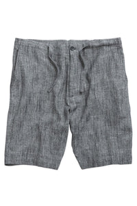 Linen Blend Drawstring Beach Shorts in Charcoal by Borgo28