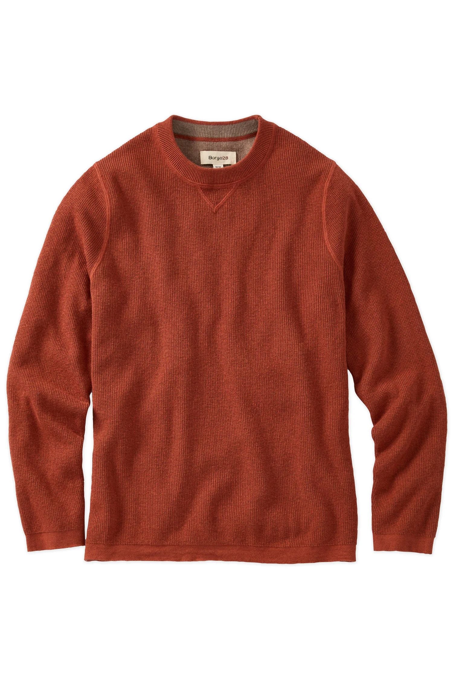 Reversible Cotton & Cashmere Sweater in Rust/Tan by Borgo28