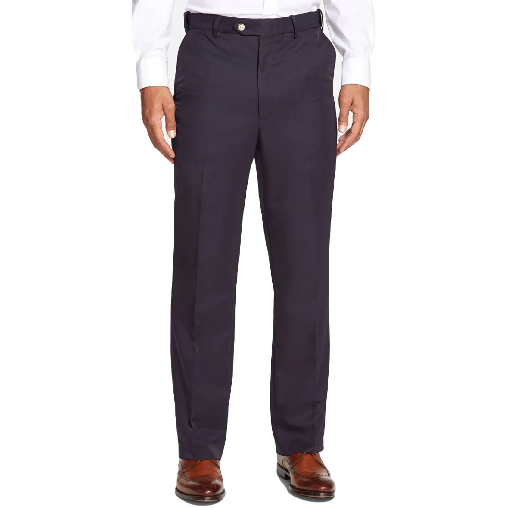 Microfiber Performance Trouser in Navy (Hampton Plain Front) by Berle