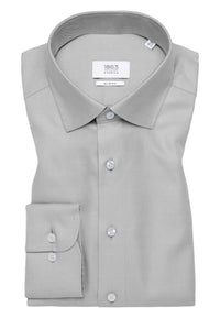 'Royal Twill' In Silver Grey - Slim Fit - Two Ply Cotton Twill Dress Shirt with Kent Collar by Eterna 1863