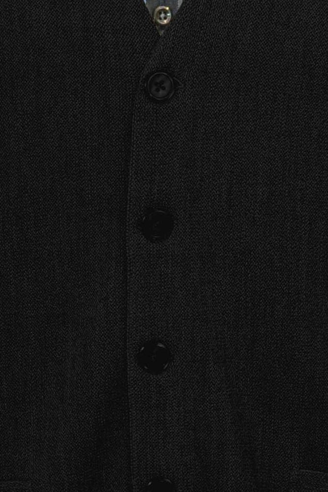 Baby Alpaca 'Links Stitch' V-Neck Cardigan Sweater in Black by Peru Unlimited
