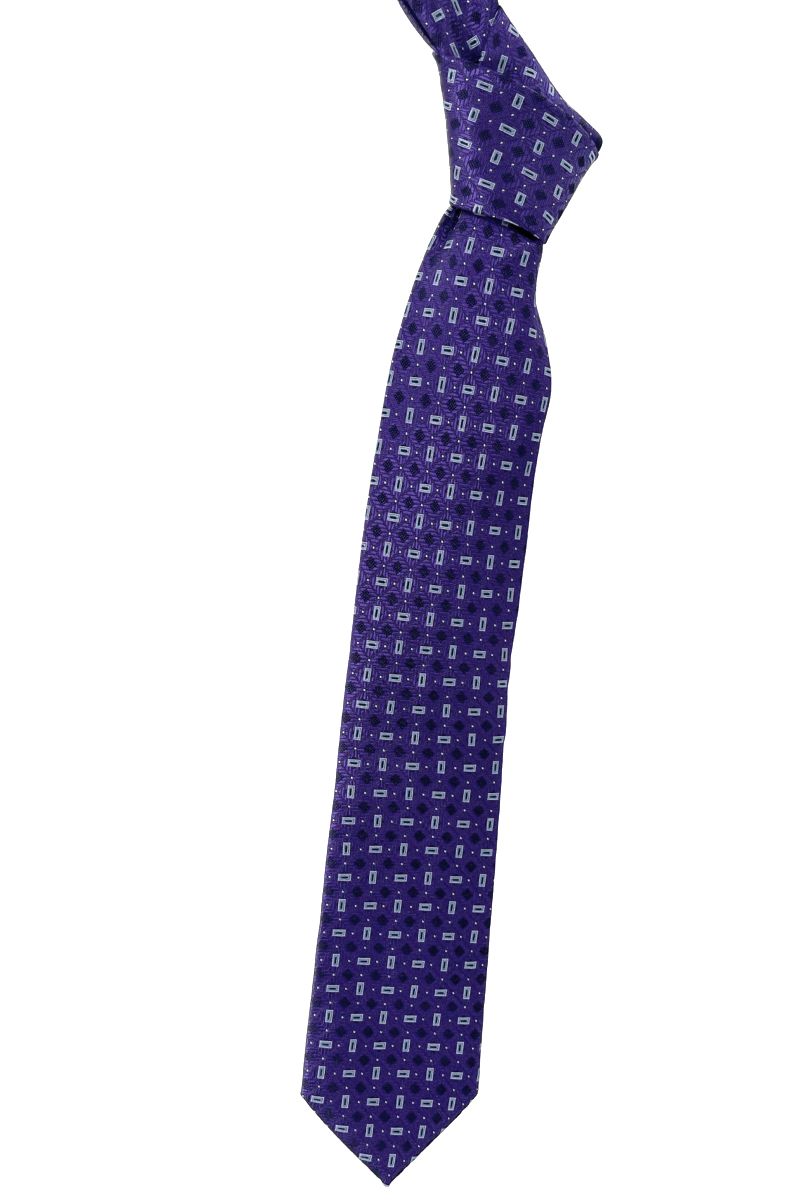 Purple, Black, and Blue Geometric Neat Woven Silk Tie by Robert Talbott