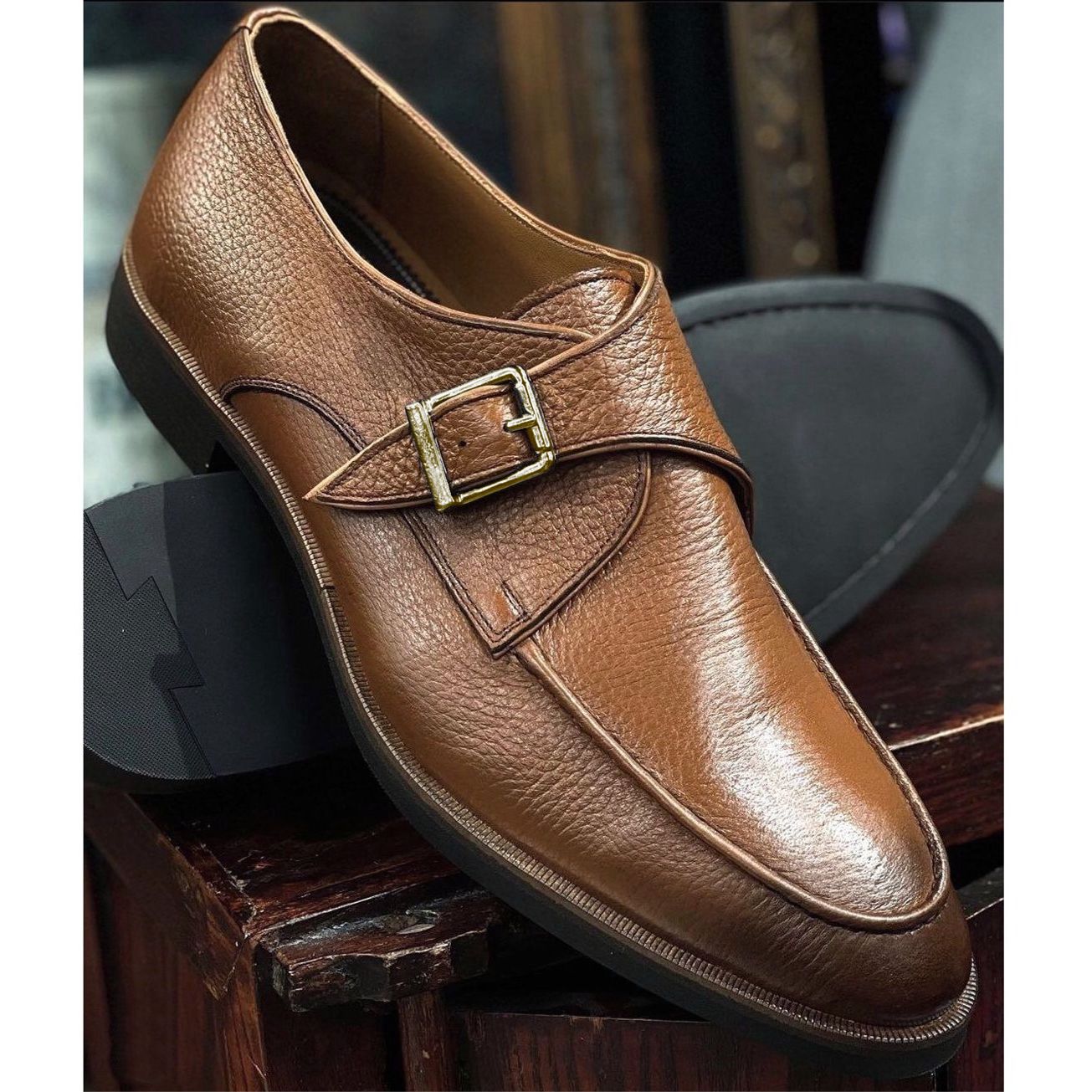 NEW ALAN PAYNE men\'s basel ii deerskin monk strap dress shoe in cigar Basel II Deerskin Monk Strap Dress Shoe in Cigar by Alan  main image 2