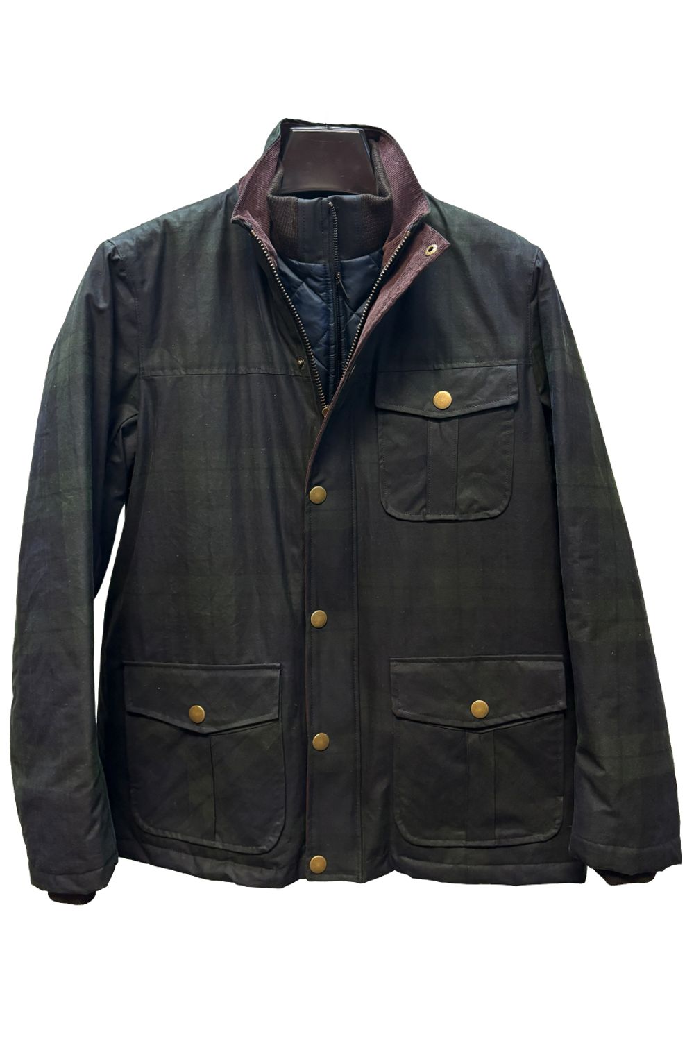 British Millerain Waxed Cotton Winter Jacket in Black Watch Tartan by Viyella