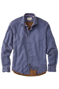 Italian Mini Waffle-Weave Long-Sleeve Sport Shirt in Blue by Borgo28